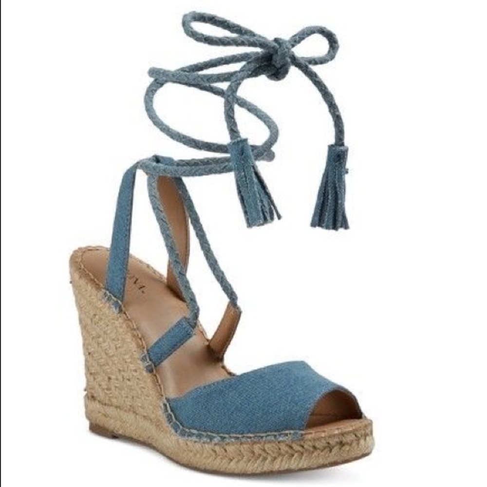 Blue Espadrilles Wedges